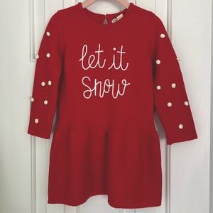 Hatley Christmas Red Let It Snow Sweater Dress. Size 2T. Never worn.